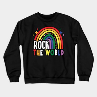 Rock The World LGBTQ Rainbow Flag Gay Pride Month Crewneck Sweatshirt